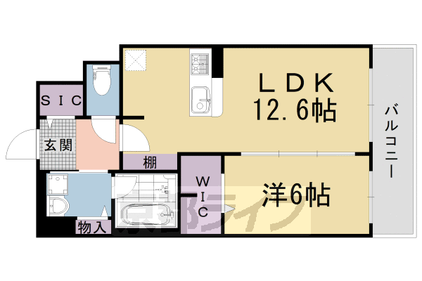 京都市右京区西京極南大入町のマンションの間取り