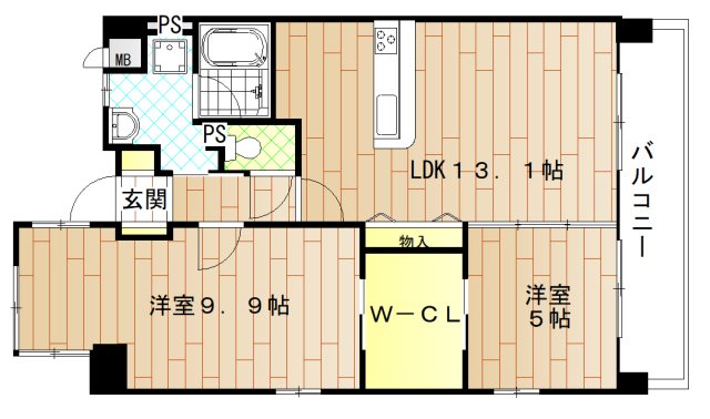 高槻市上牧北駅前町のマンションの間取り