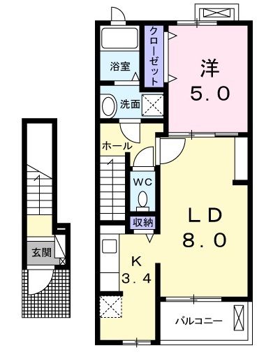 【四日市市東富田町のアパートの間取り】