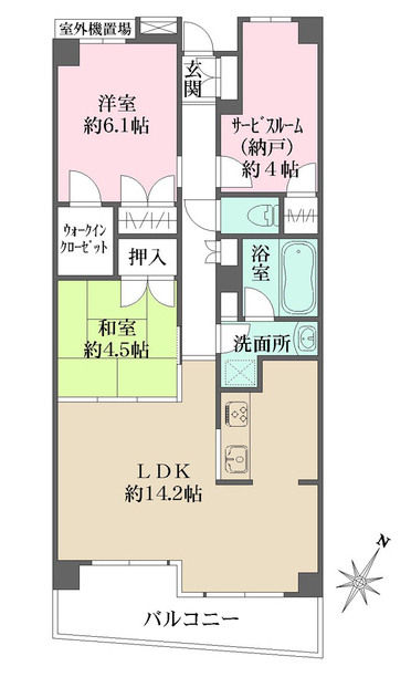 神戸市東灘区本山南町のマンションの間取り