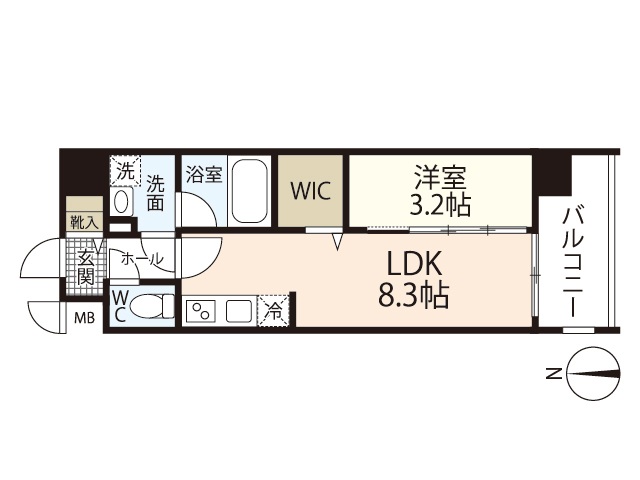 岡山市北区南中央町のマンションの間取り