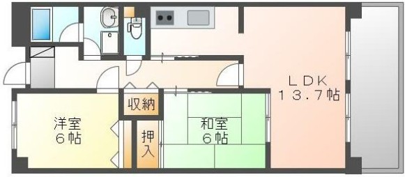 ＪＲ牟岐線 二軒屋駅 徒歩12分 7階建 築31年の間取り写真
