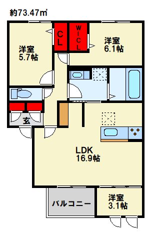 ＪＲ日豊本線 南小倉駅 徒歩26分 2階建 築3年の間取り写真