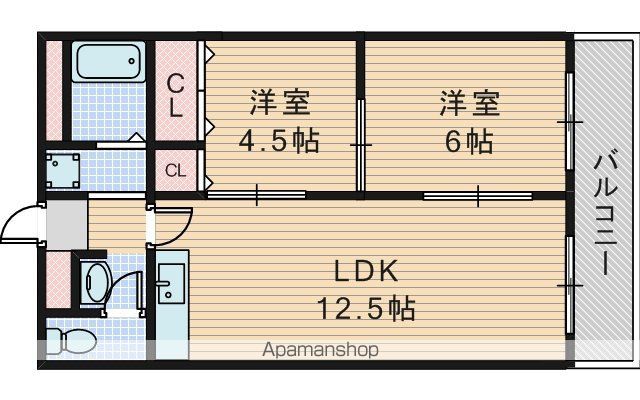 阪急京都線 上新庄駅 徒歩4分 6階建 築40年の間取り写真