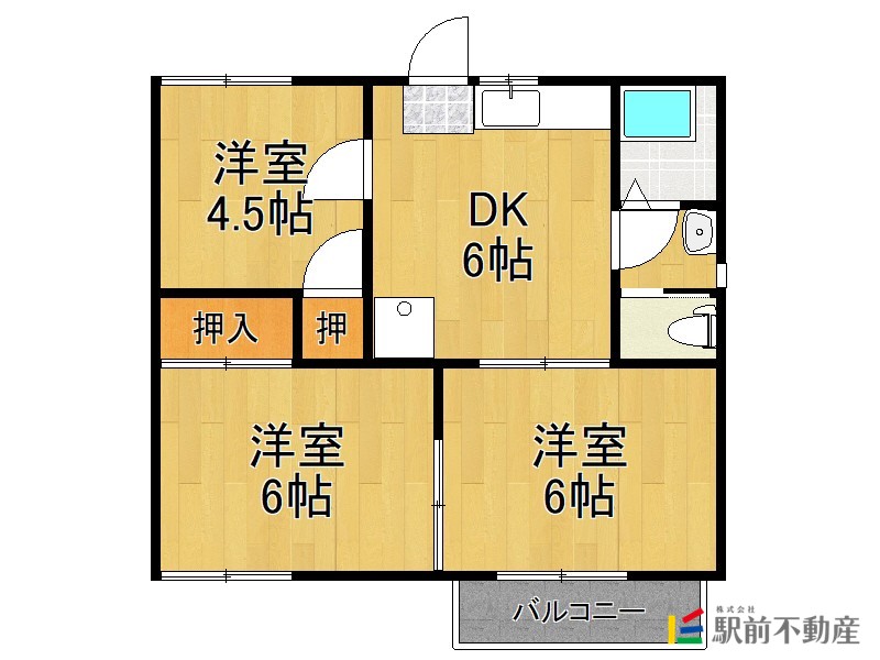 朝倉市馬田のアパートの間取り