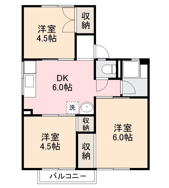 高松市香西本町のアパートの間取り