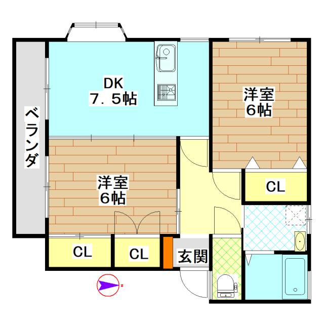 都城市北原町のアパートの間取り