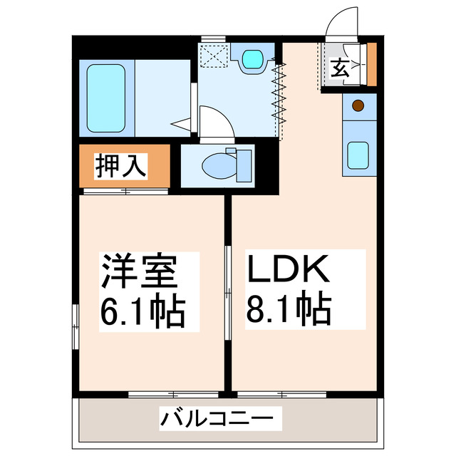 熊本県熊本市中央区帯山６（アパート）の賃貸物件の間取り