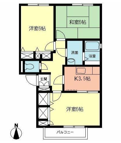 南足柄市怒田のアパートの間取り