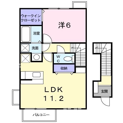 丸亀市津森町のアパートの間取り