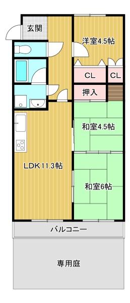 ソシアル大山崎　107号の間取り