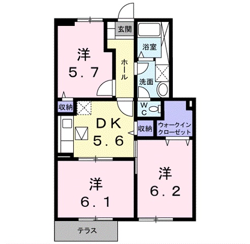 大津市滋賀里のアパートの間取り