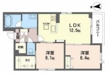 倉敷市鶴形のマンションの間取り