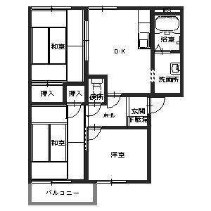 香芝市畑のアパートの間取り