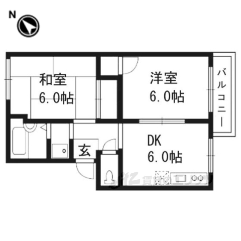 京都市西京区山田平尾町のアパートの間取り