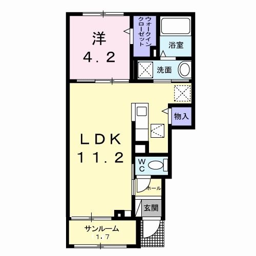 泉佐野市羽倉崎上町のアパートの間取り