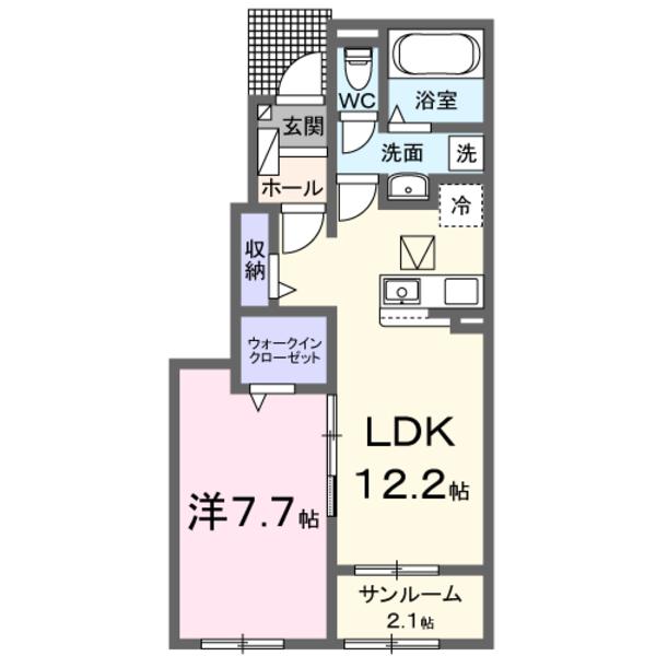 倉吉市米田町のアパートの間取り