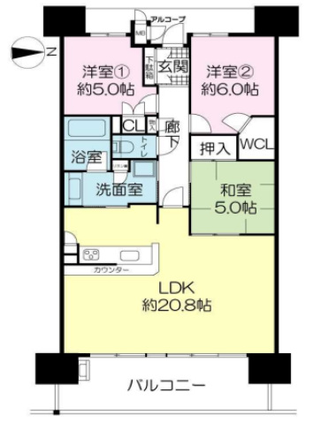 シャリエ大津県庁前通りの間取り