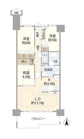 世田谷区船橋のマンションの間取り