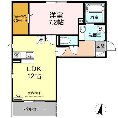 鹿児島市唐湊のアパートの間取り