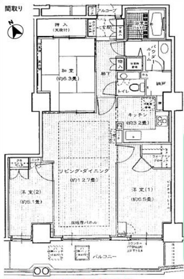 新宿区西新宿のマンションの間取り