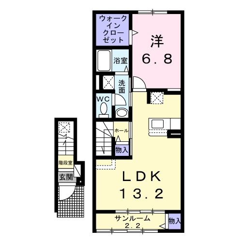 三沢市下久保のアパートの間取り