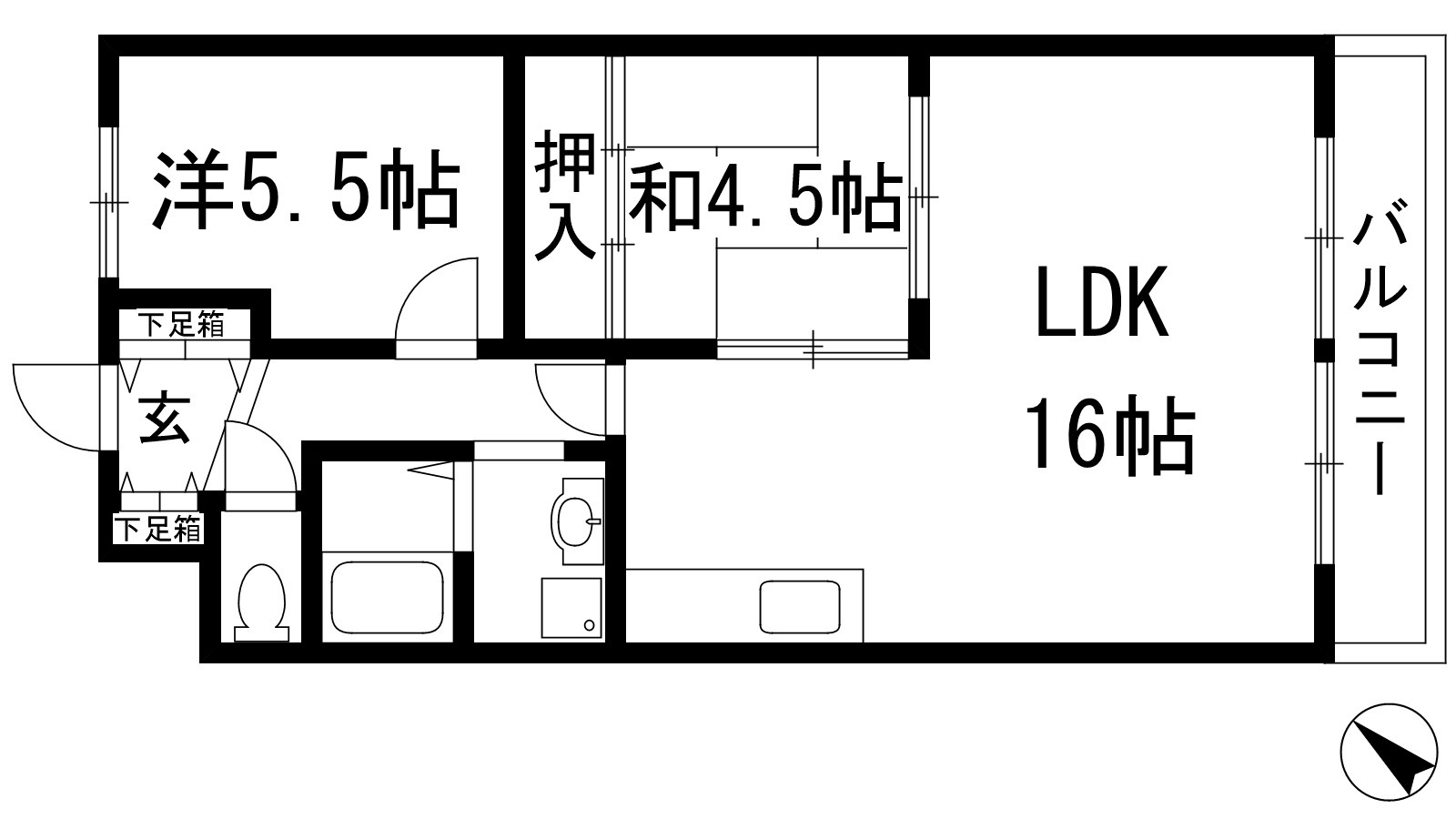 川西市萩原のマンションの間取り