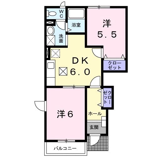 比企郡吉見町東野のアパートの間取り