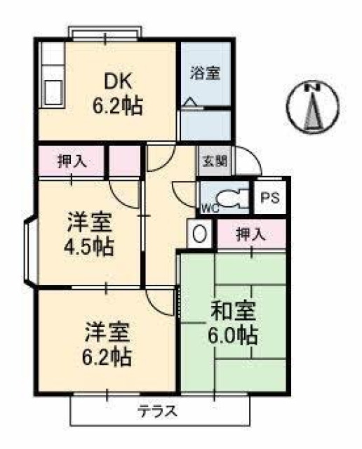 松山市北条辻のアパートの間取り