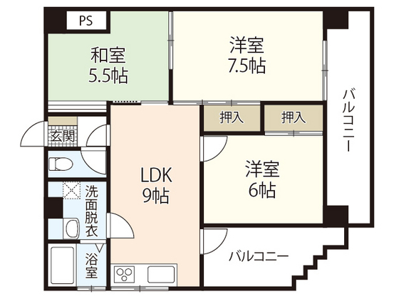 広島市西区中広町のマンションの間取り