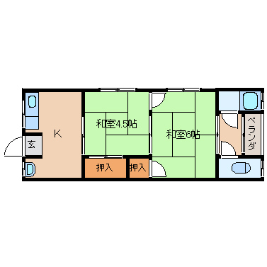 長岡京市下海印寺のアパートの間取り