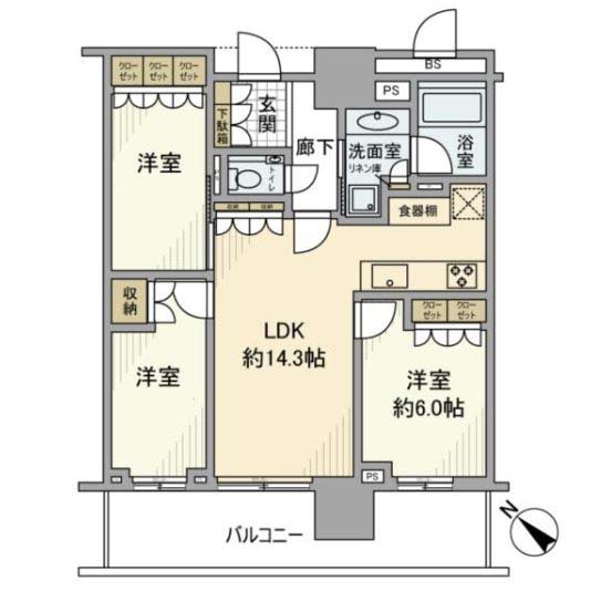 江東区豊洲のマンションの間取り