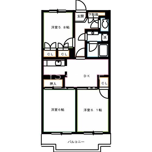 【小金井市中町のマンションの間取り】