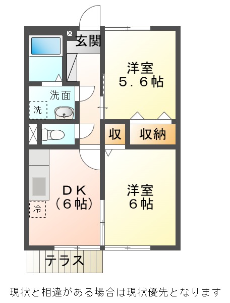 津山市東一宮のアパートの間取り