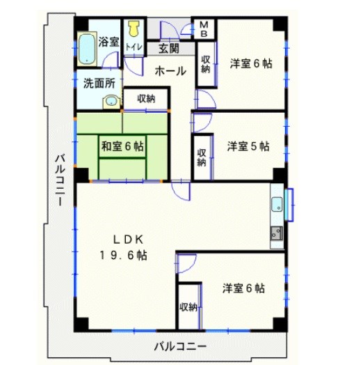 姫路市広畑区高浜町のマンションの間取り