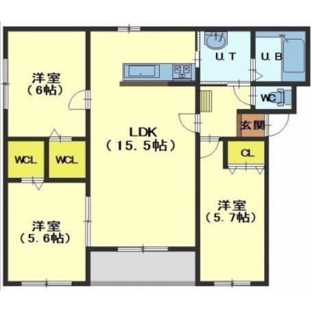 函館市花園町のマンションの間取り