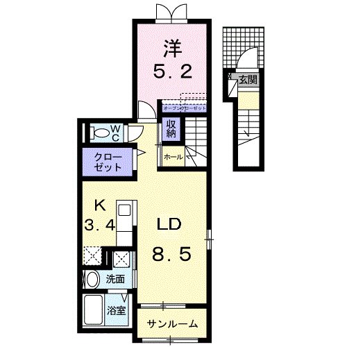 南さつま市加世田村原のアパートの間取り