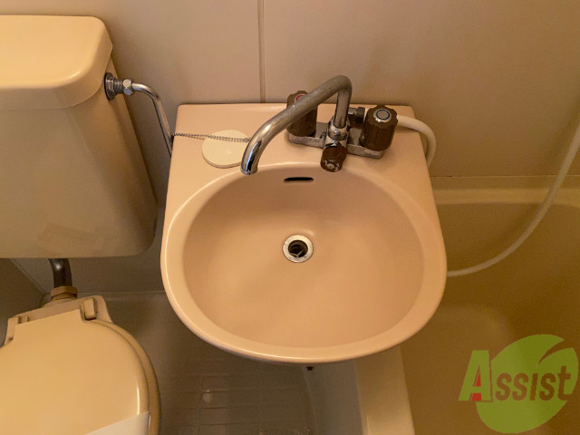 洗面設備　洗面台はこちらコンパクトですが朝の支度には助かりますね