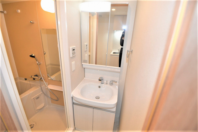 洗面設備　スペースが確保できる洗面所です