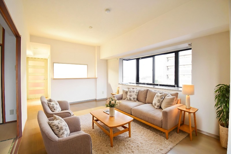 居室・リビング　ＣＧ画像の為実際は家具・家電の設置無し。