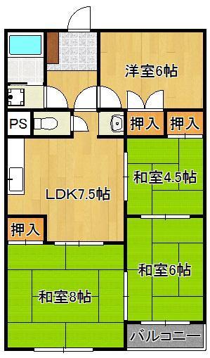 エメラルドマンション牧山A棟の間取り写真