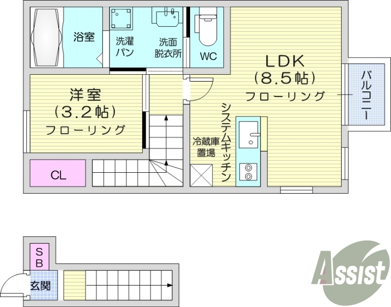 FORIA新宮沢橋Aの間取り写真