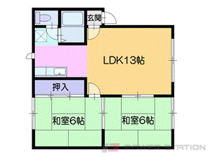 小樽市信香町のアパートの間取り