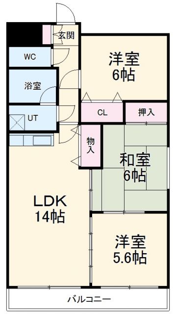 各務原市那加日新町のマンションの間取り