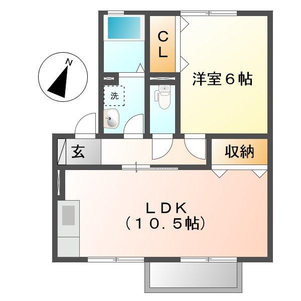 倉敷市福田町古新田のアパートの間取り