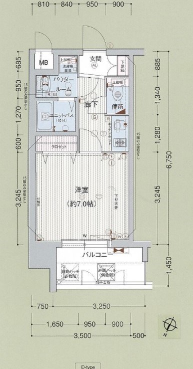 神戸市中央区八幡通のマンションの間取り