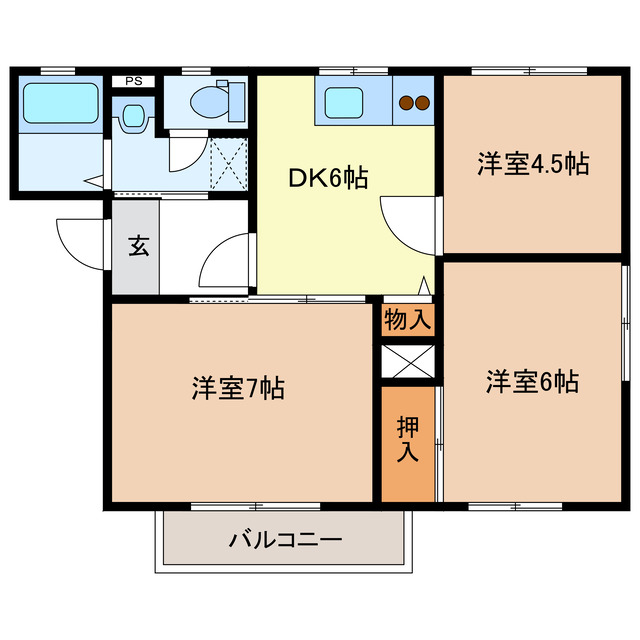 津市河芸町中瀬のアパートの間取り