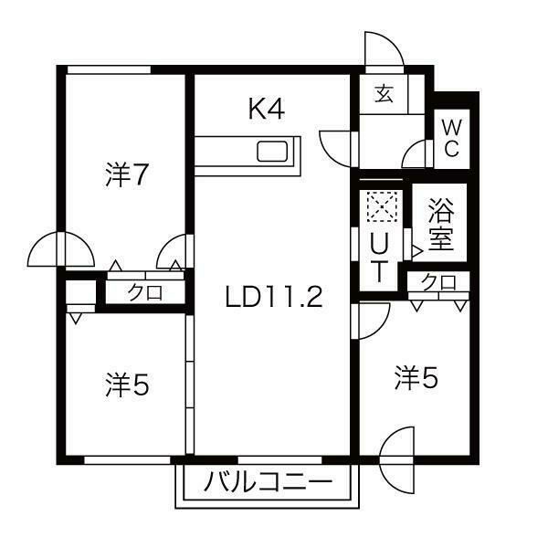 札幌市北区北二十六条西のマンションの間取り