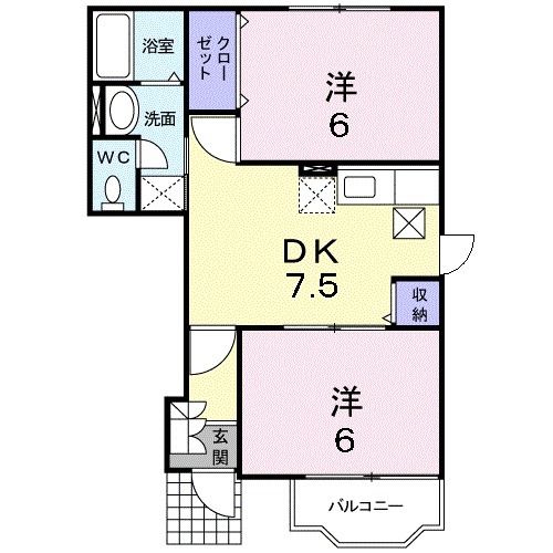 八戸市南白山台のアパートの間取り