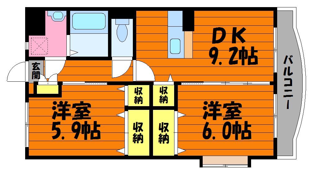 総社市中央のマンションの間取り